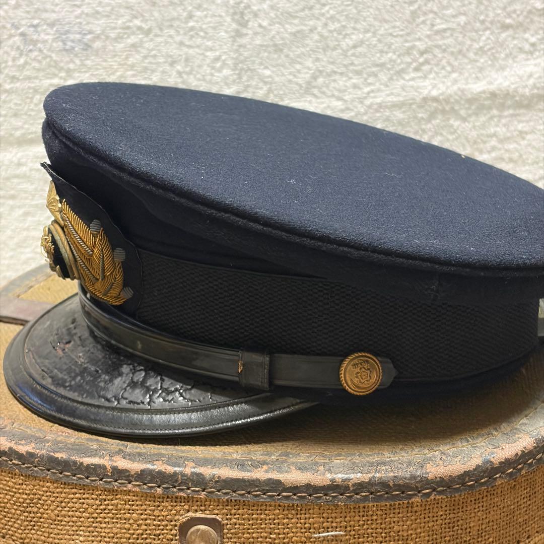 当時物　旧日本帝国海軍　制帽　帽子　軍帽　ネーム入り ミリタリー　箱付