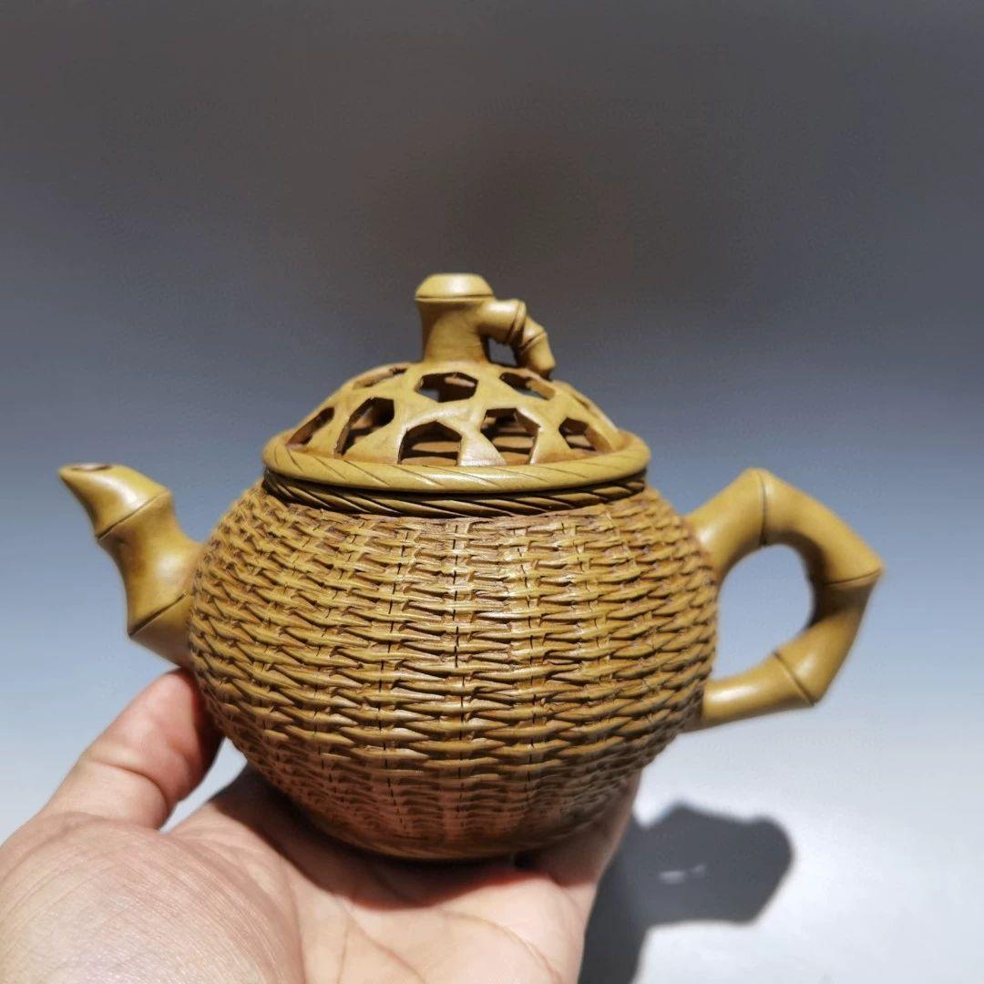 紫砂壷 宜興 竹筐壺 泡茶壺 茶器