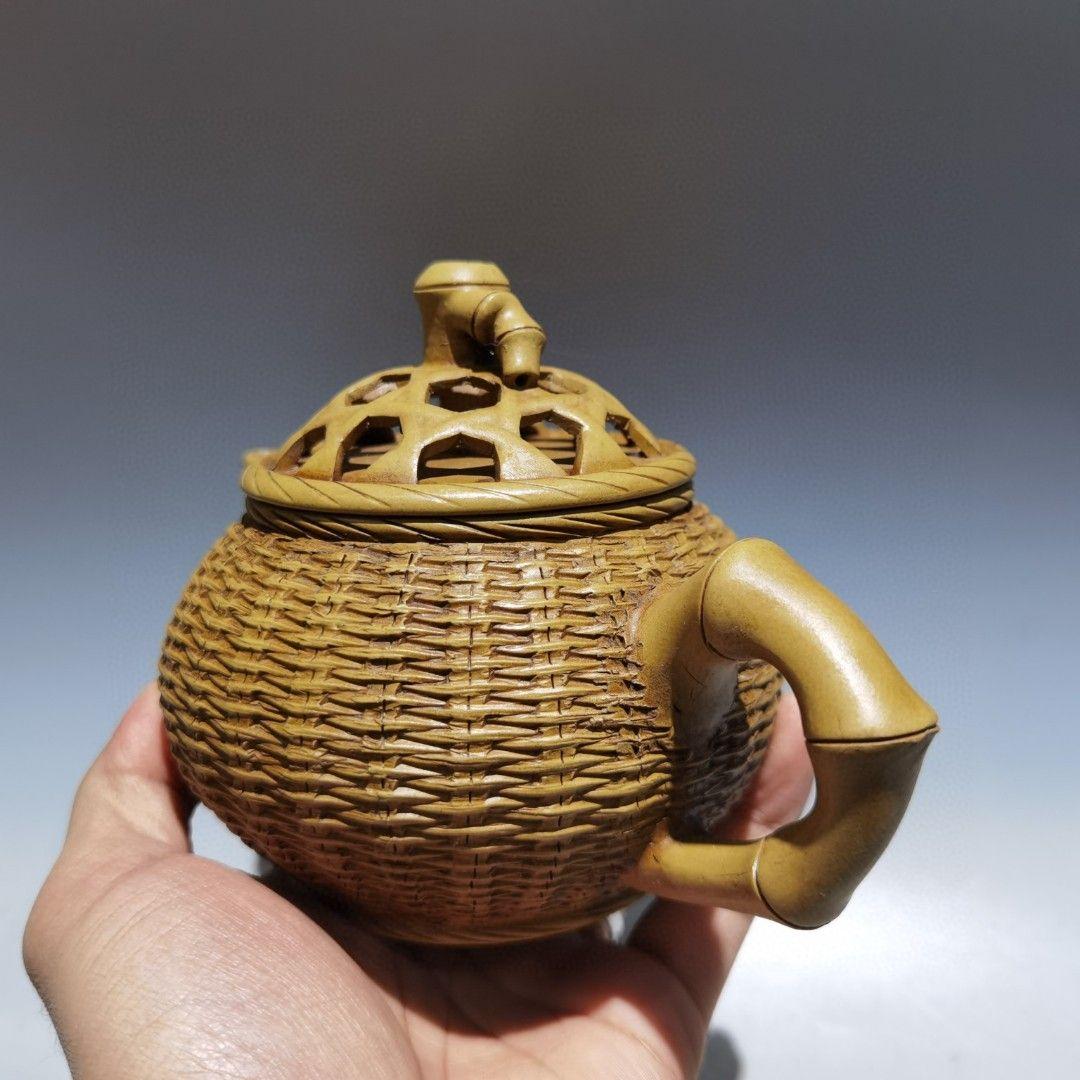 紫砂壷 宜興 竹筐壺 泡茶壺 茶器