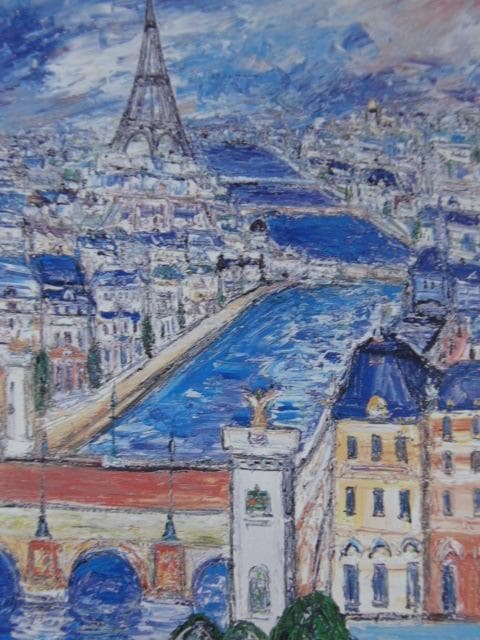 鈴木マサハル、【パリ展望】、希少な額装用画集より、厳選、新品額装