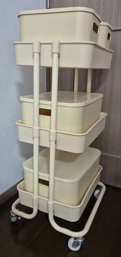 【引き取り限定】キャスター付き収納 移動式トロリーワゴン 2種 セット