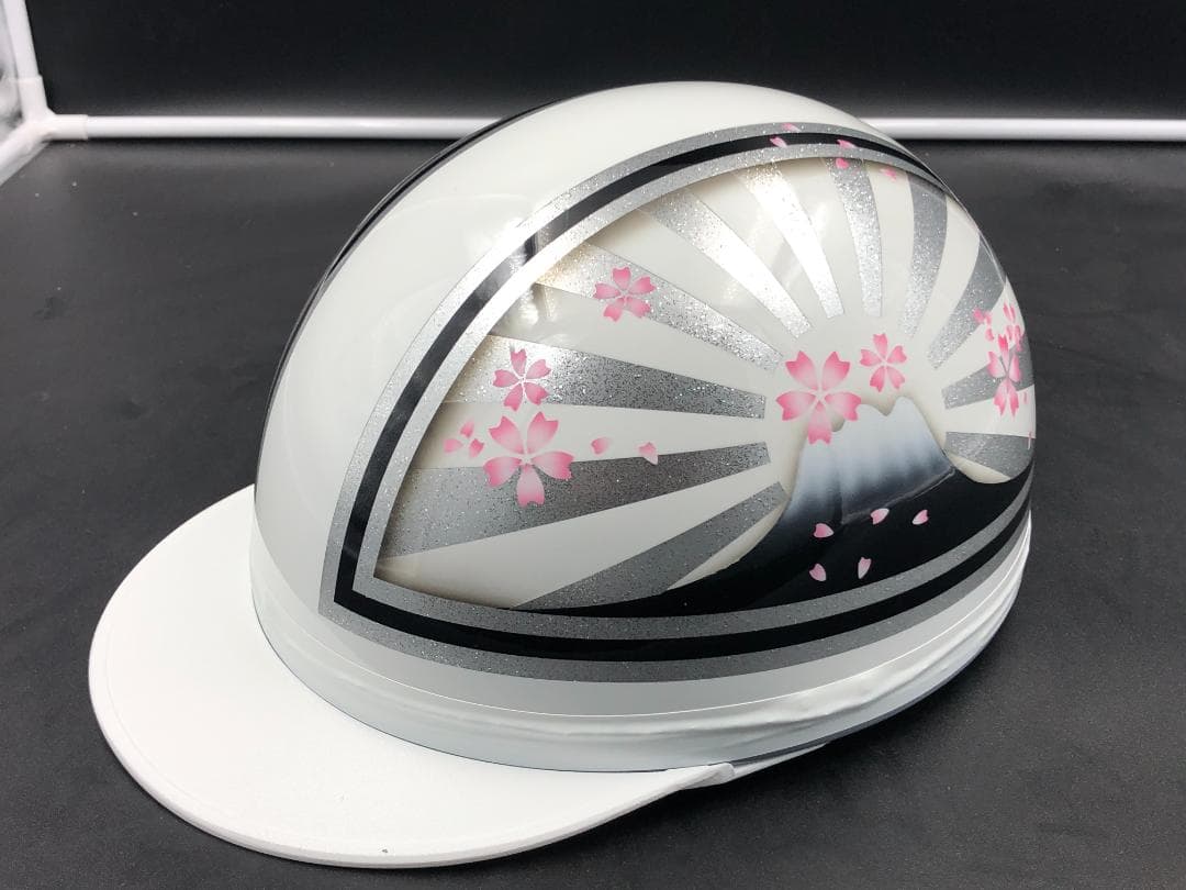 コルク半　カスタム　富士日章　三つボタン　ホワイトシルバー　ラメ　桜　高級クリヤ