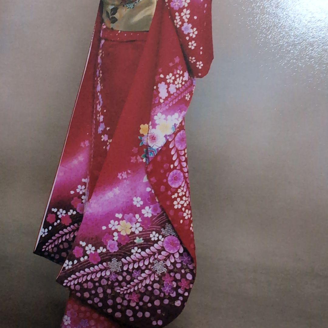 ★19日まで最終出品★美品成人式振り袖赤色 花柄 絹長襦袢付き