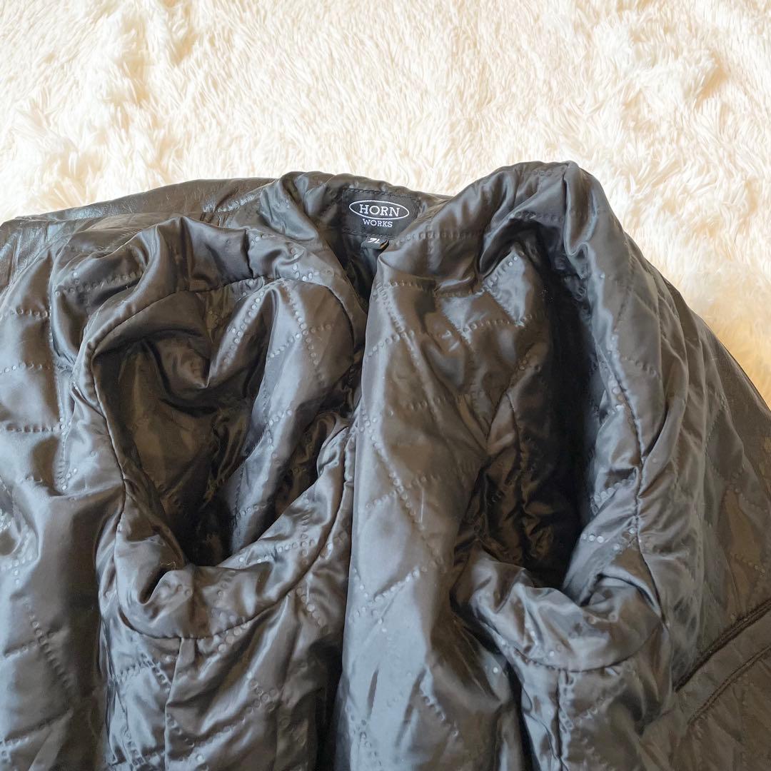 良品★ホーンワークス シングル ライダース ジャケット 7L 大きい ブラック