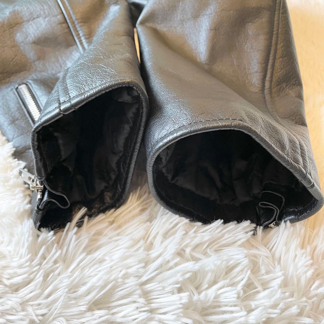 良品★ホーンワークス シングル ライダース ジャケット 7L 大きい ブラック