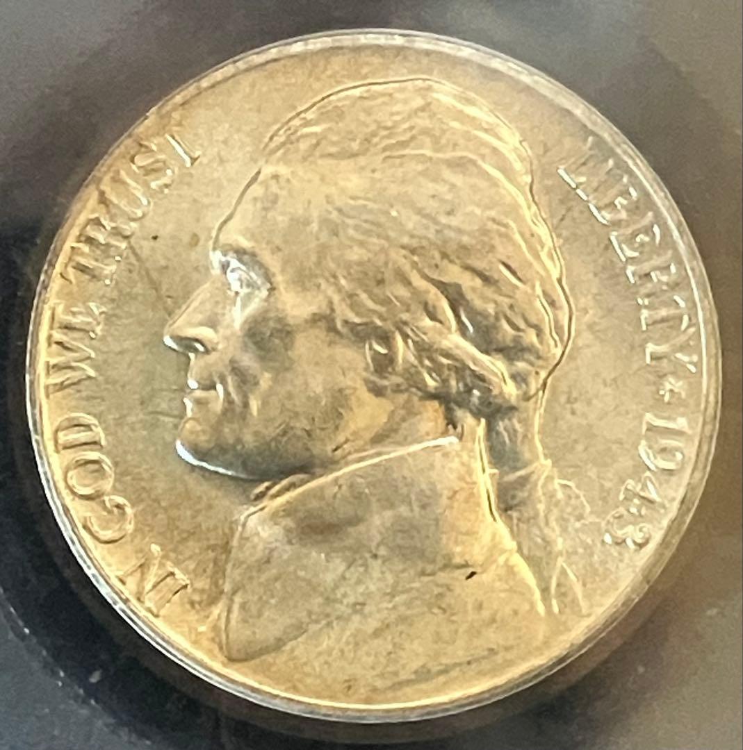 アメリカ 1943P ジェファーソン Five Cents ニッケル シルバー貨