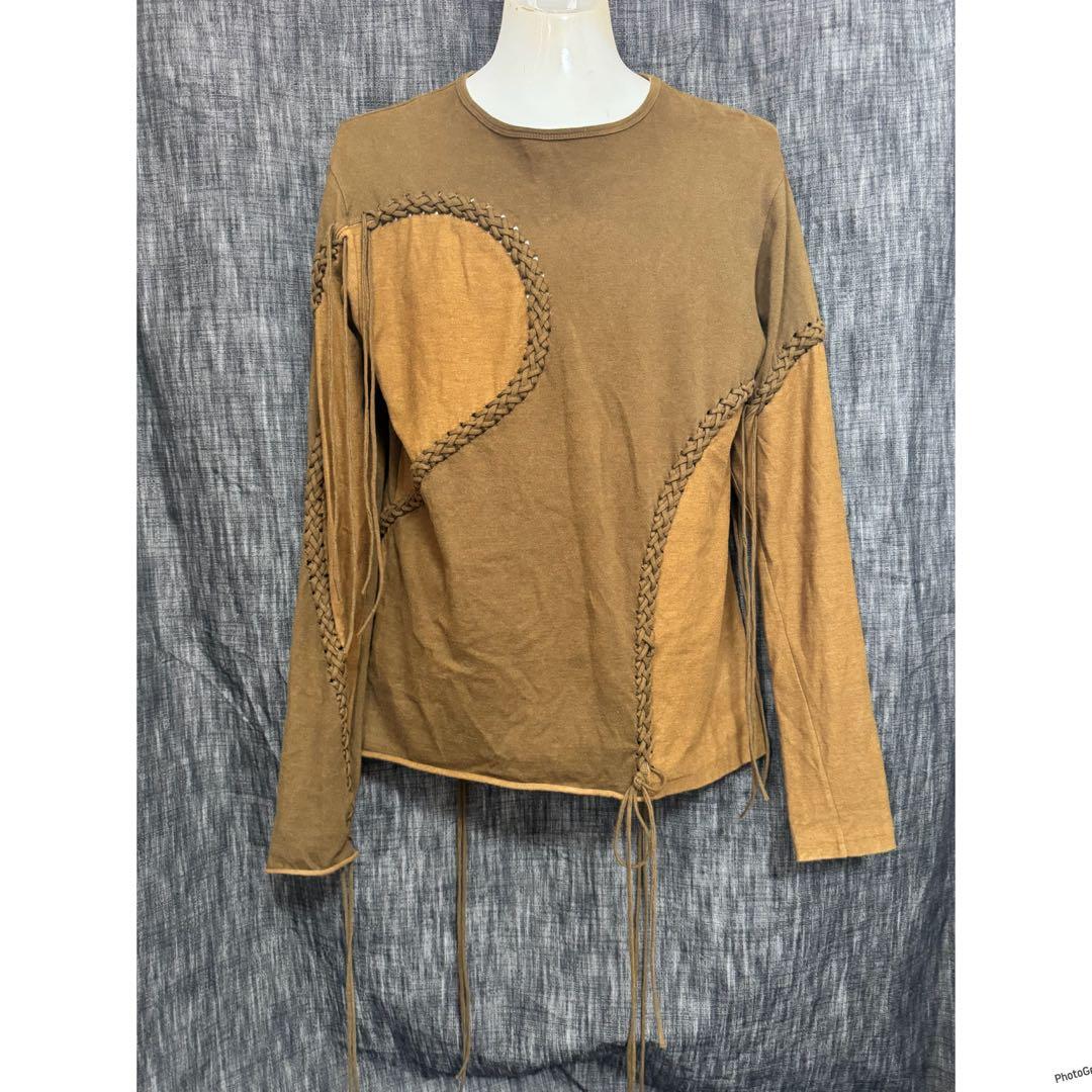 定価26400円 MASU 編み込みカットソー　レースアップ　Ｔシャツ