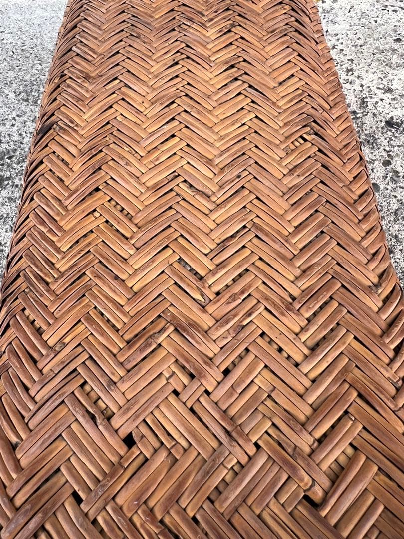 行李 茶箱 弁当箱 文箱 古道具 竹籠 竹かご すず竹 蓋物 古民具 飴色 3