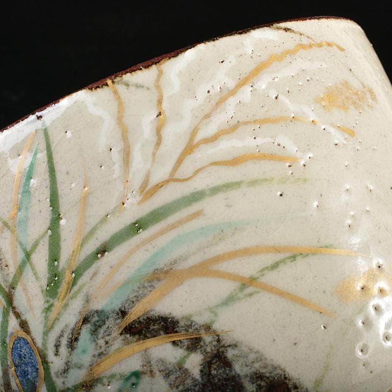 茶道具　八世乾山　山本如仙造　色絵乾山　花文茶碗　共箱　V　R5135