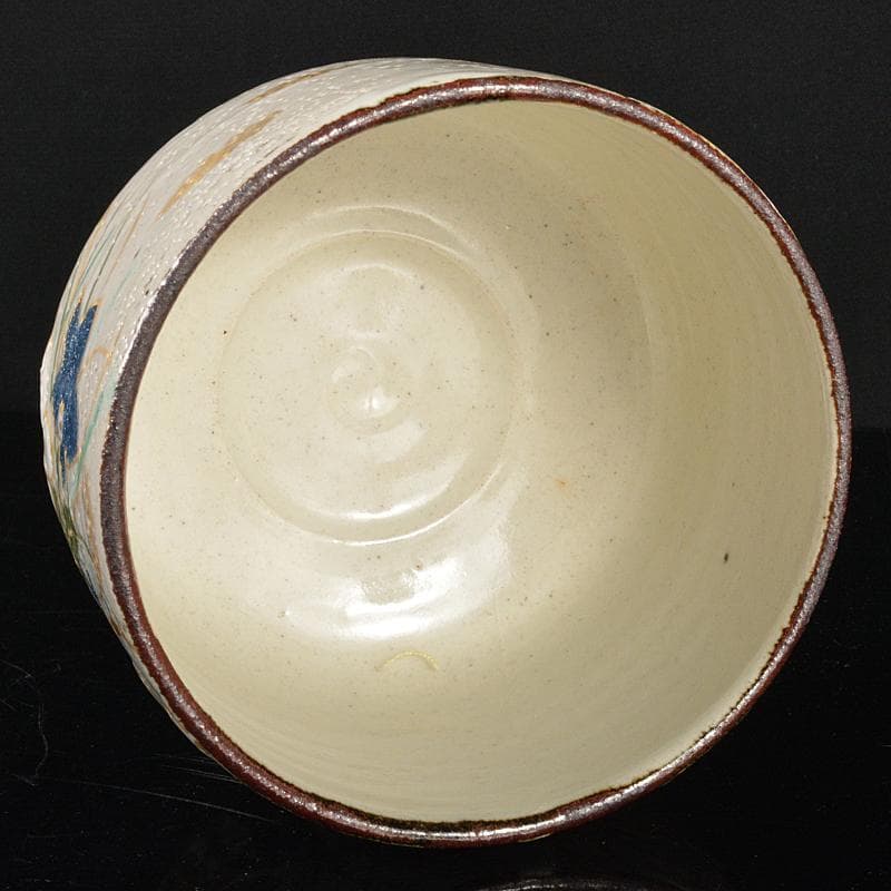 茶道具　八世乾山　山本如仙造　色絵乾山　花文茶碗　共箱　V　R5135