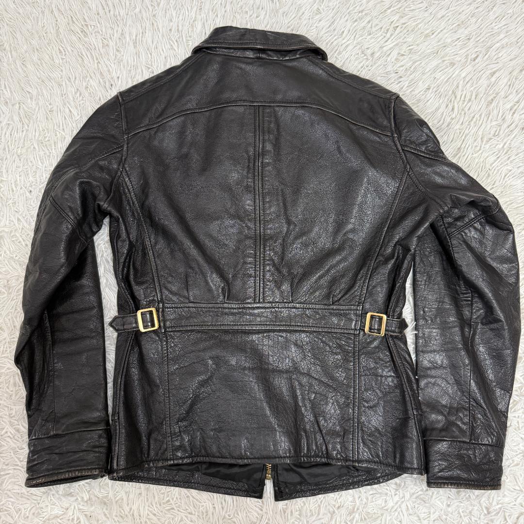 希少✨AVIREX 襟付き シングルライダースジャケット M ブラック レザー◎