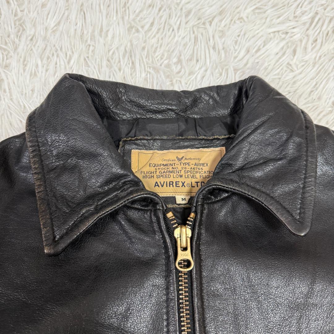 希少✨AVIREX 襟付き シングルライダースジャケット M ブラック レザー◎