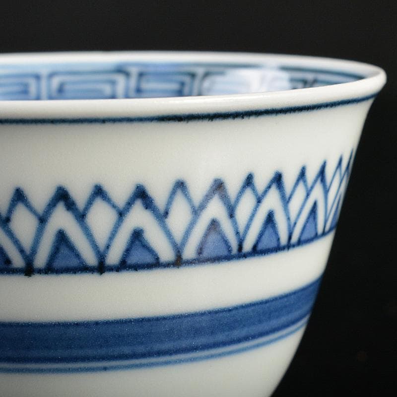 煎茶道具　京焼　清水焼　平安　瑞泉造　青華　煎茶碗　五客　共箱　V　R7223