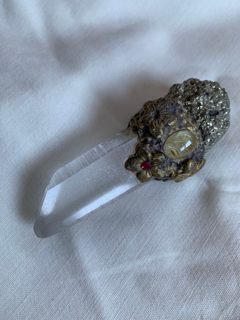 【天然石】アバンダンスワンド（レムリアンシード、ルチルクォーツ、パイライト）