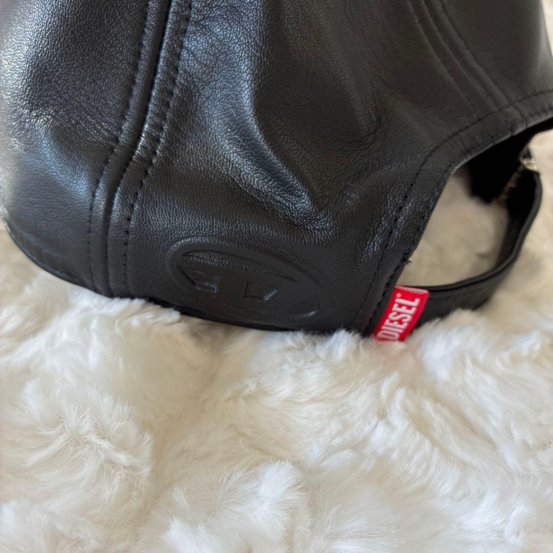 【新品未使用‼︎】DIESEL ブラック レザー ベースボールキャップ