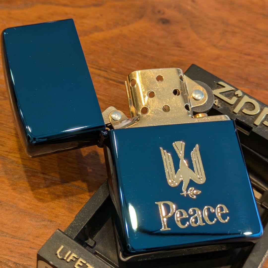 【新品】95年製 ピース Peace ブルーチタン Zippo