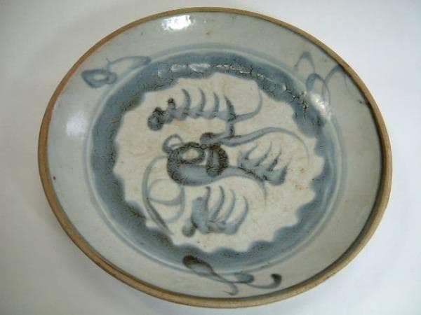 皿■古い安南染付時代物 青華 中鉢 唐草紋 中皿 骨董品 古美術 古玩■