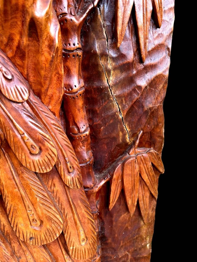 一刀彫⭐️アンティーク⭐️骨董⭐️衝立⭐️天然木⭐️孔雀⭐️重量物‼️‼️