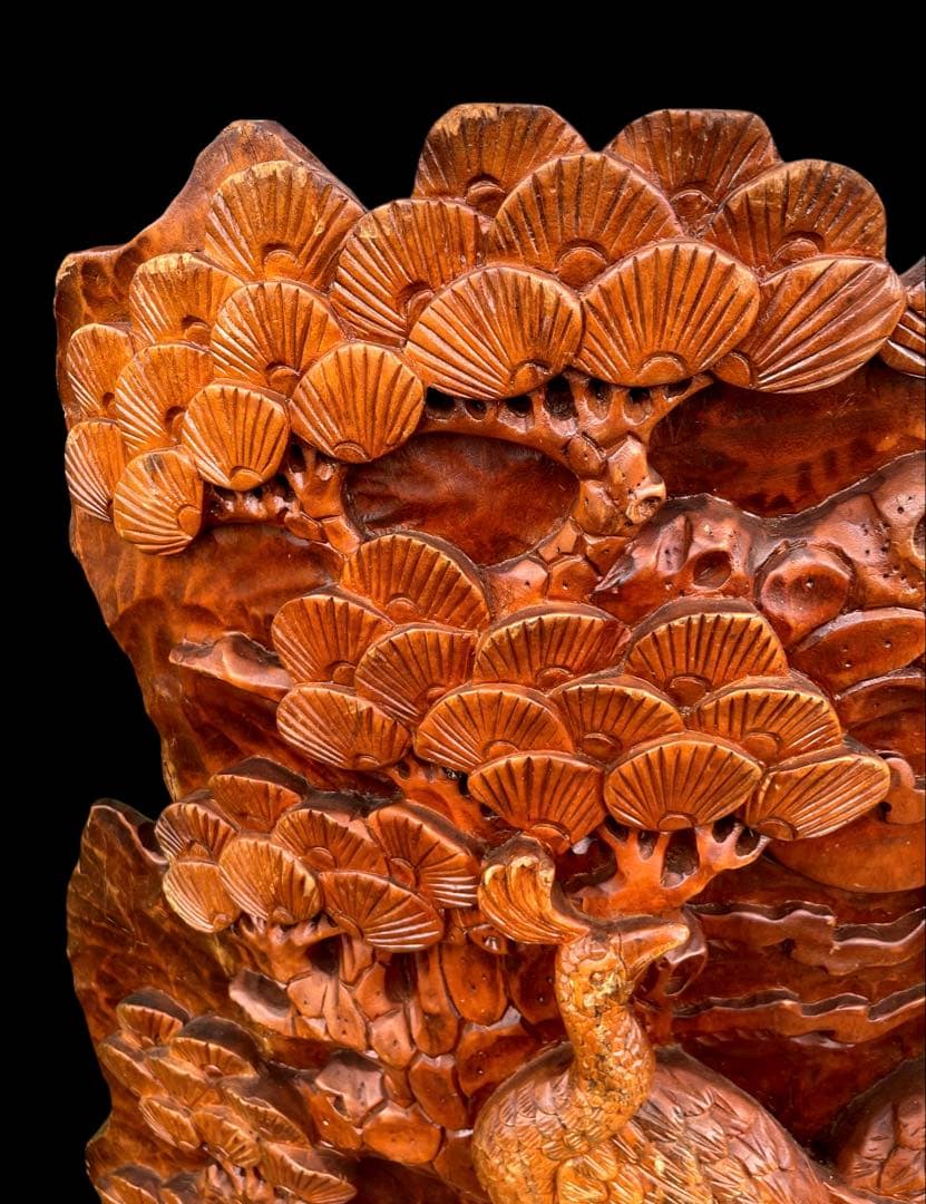 一刀彫⭐️アンティーク⭐️骨董⭐️衝立⭐️天然木⭐️孔雀⭐️重量物‼️‼️