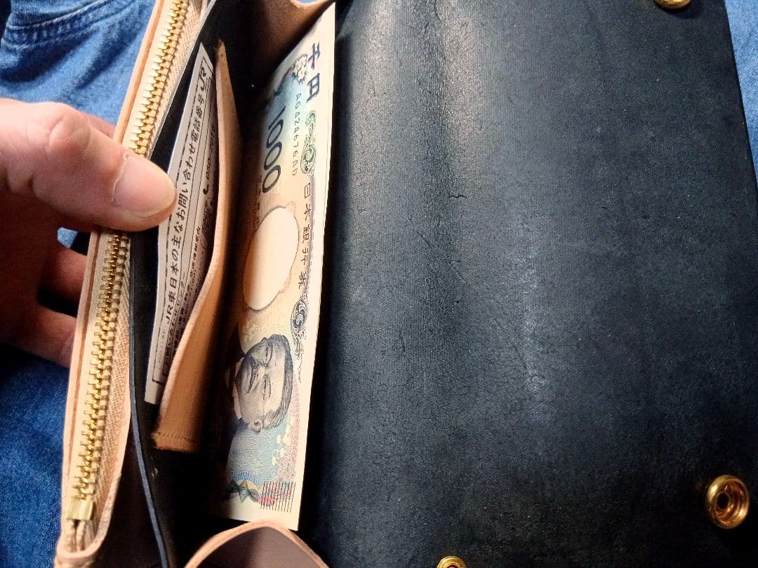 新喜皮革 オイルコードバン トラッカーウォレット ウォレットチェーン付き