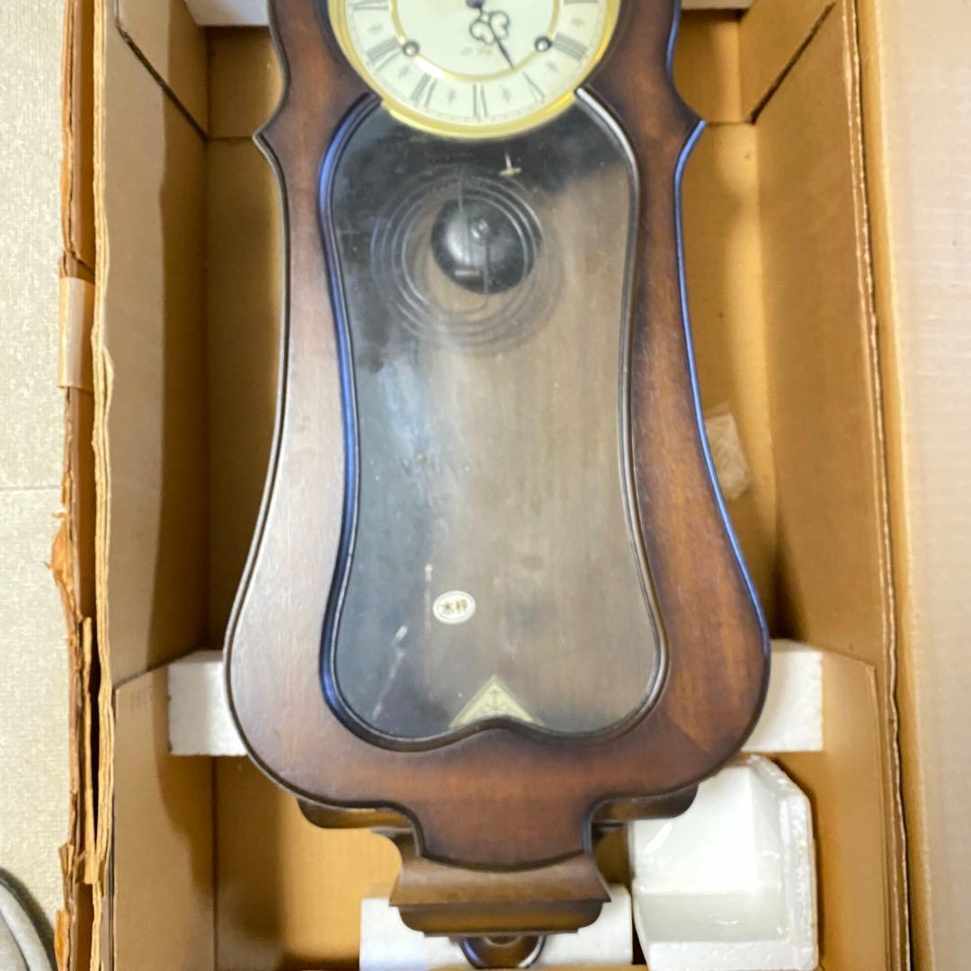 愛知時計製 壁掛け時計 木製 振り子時計 クラシック レトロ 箱付き