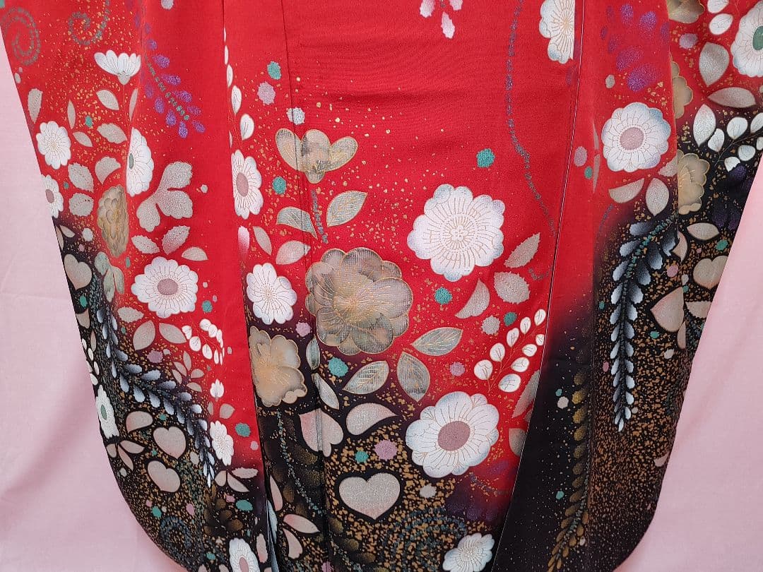 豪華　成人式　振袖　袋帯　帯揚げ 帯締め　赤/黒/ゴールド