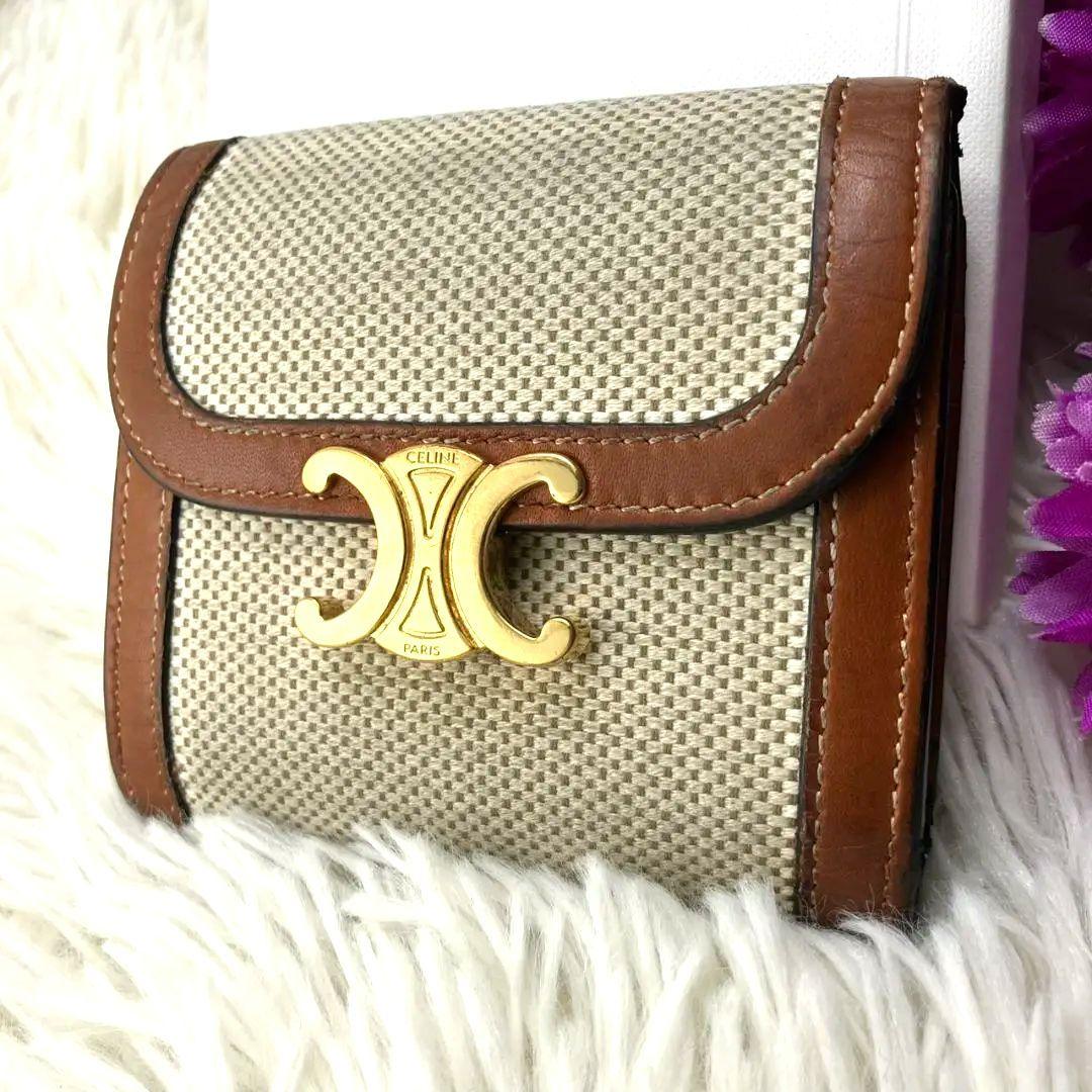 極美品✨セリーヌ トリオンフ スモールウォレット テキスタイル 三つ折財布