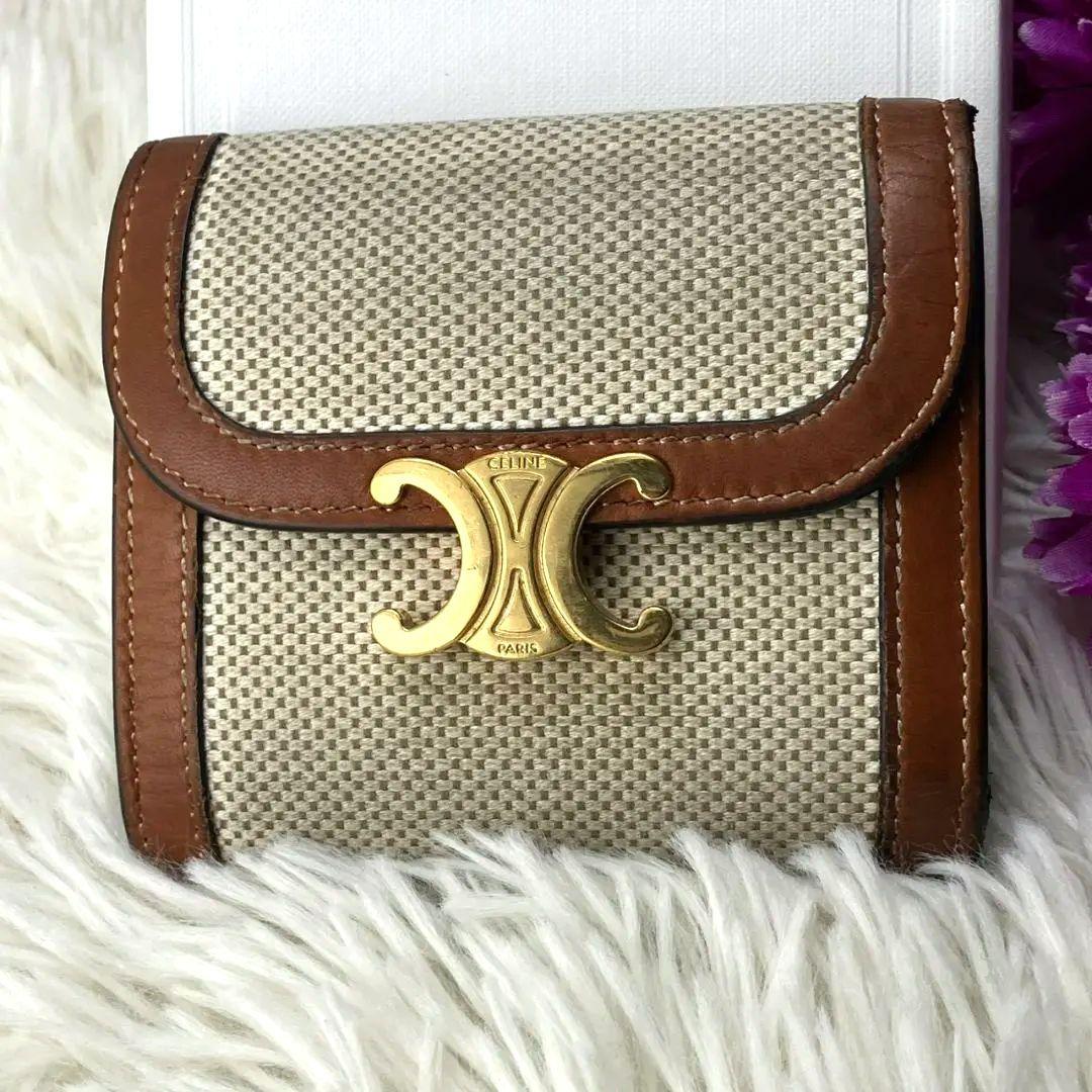 極美品✨セリーヌ トリオンフ スモールウォレット テキスタイル 三つ折財布
