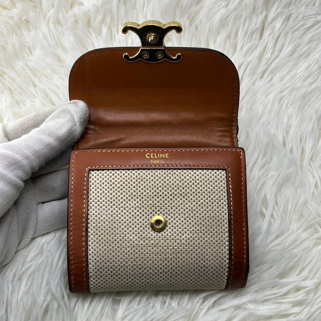 極美品✨セリーヌ トリオンフ スモールウォレット テキスタイル 三つ折財布