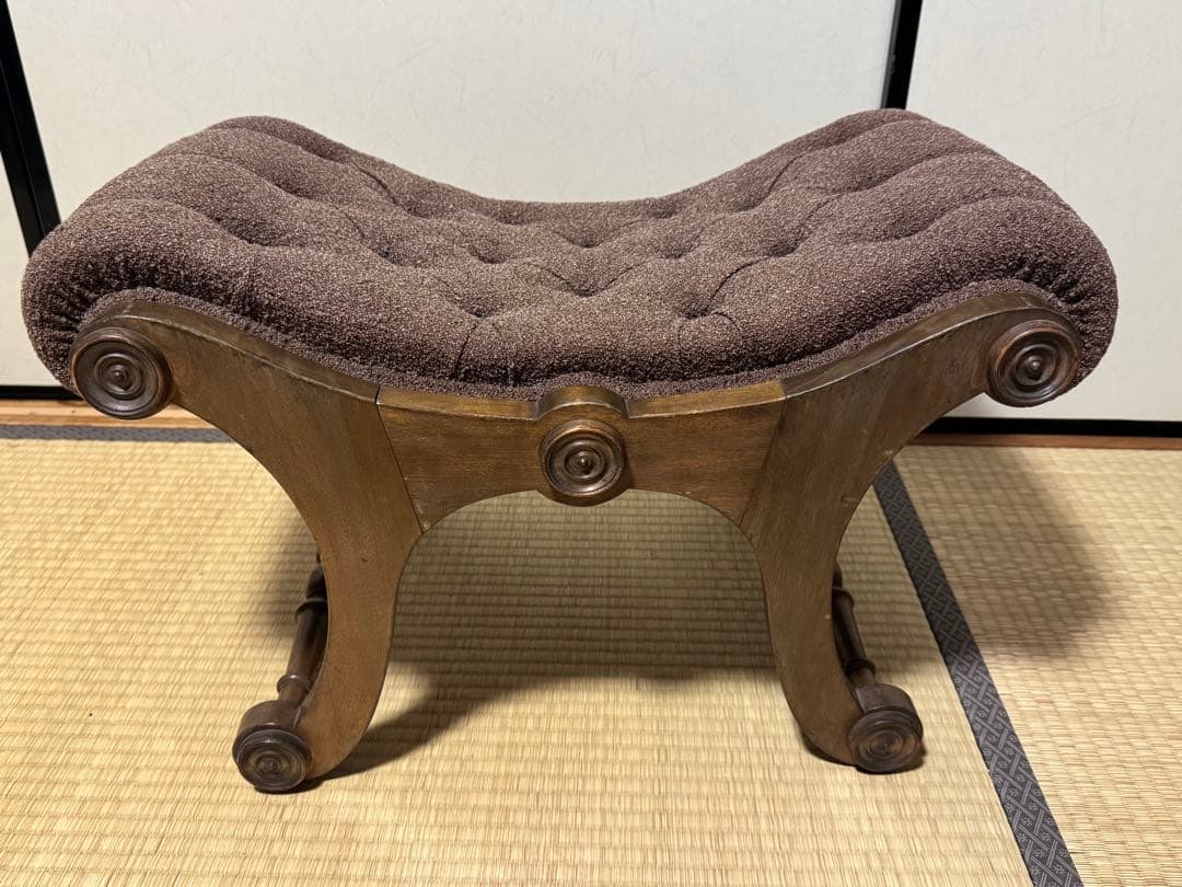 オットマン　アンティーク　スリッパチェア　X frame chair スツール