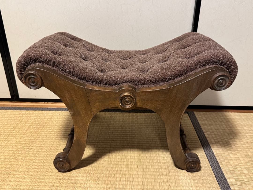 オットマン　アンティーク　スリッパチェア　X frame chair スツール