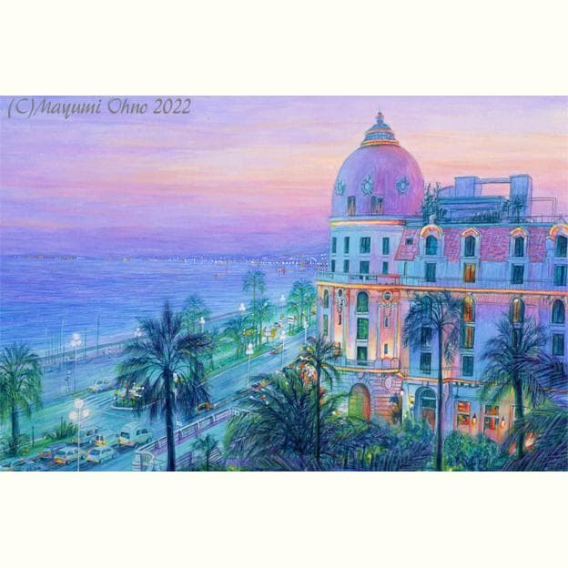 ニース　コートダジュール　フランス　ヨーロッパ　 ネグレスコ　風景画　アクリル画