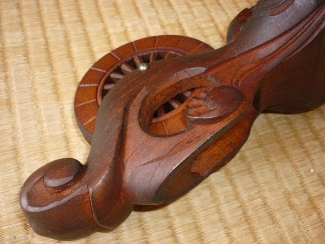 未使用 美品 1960年代◆新潟 三条の匠 『壺静』作 上鶴亀 墨壺 名木ケヤキ