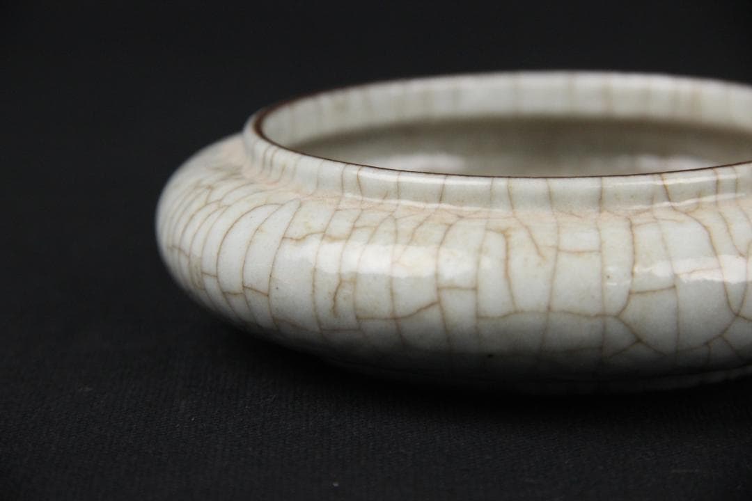 中国古美術 唐物　時代物 清朝期 哥釉 水盂 文房具 陶磁器 NX23-2