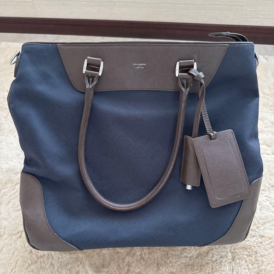 PELLE MORBIDAトートバッグ ネイビー　ペッレモルビダ