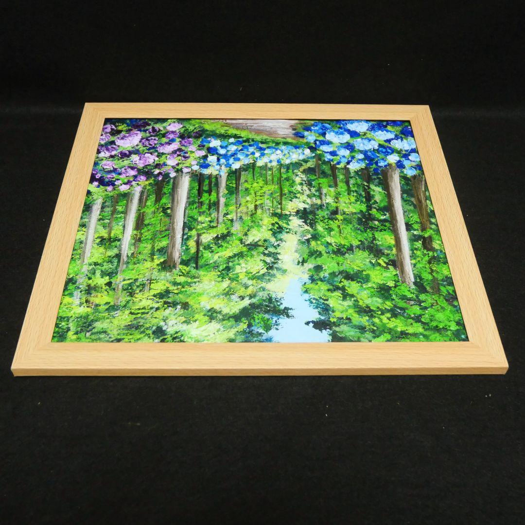油絵 油彩 油彩画 絵 絵画【森の紫陽花】