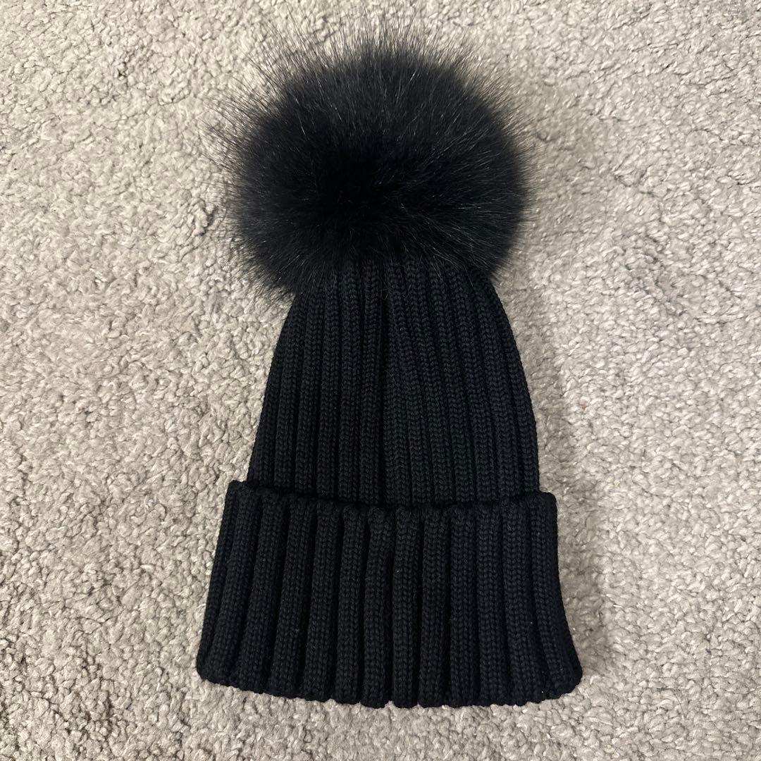 希少品 リアルファー Moncler モンクレール ポンポンニット帽 ビーニー