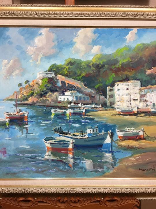 油絵手描きスペインの画家ラザーロッテ　作品油絵カンバスに制作