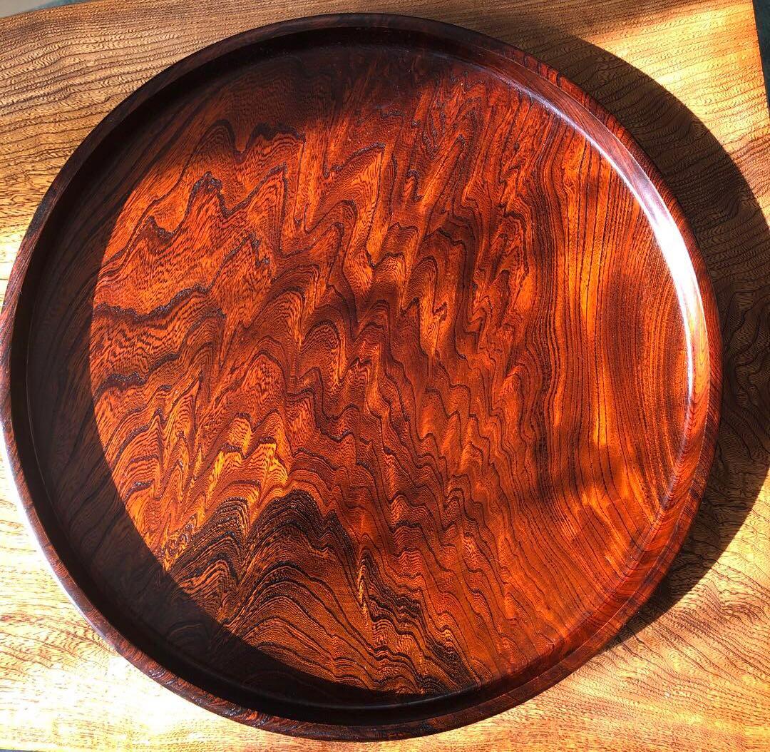 希少【特大47.5cm】天然木 お盆 欅 漆塗り 伝統工芸品 木目 美品