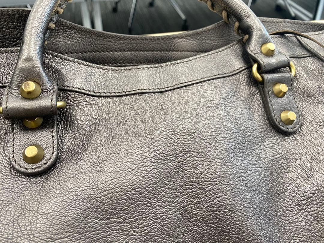 バレインシアガ　ダークグレー レザー ショルダーバッグ