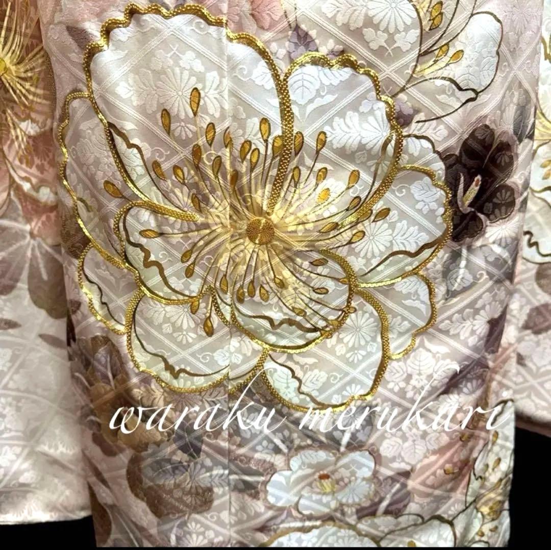 ◆くすみピンク◆金駒刺繍◆金彩加工◆ 豪華正絹振袖◆ フルセット◆フルオーダー