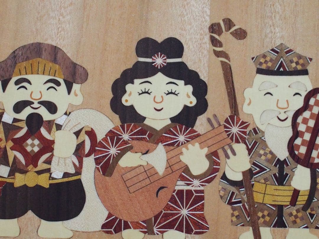 銀*様 箱根寄木細工　木象嵌(額)七福神