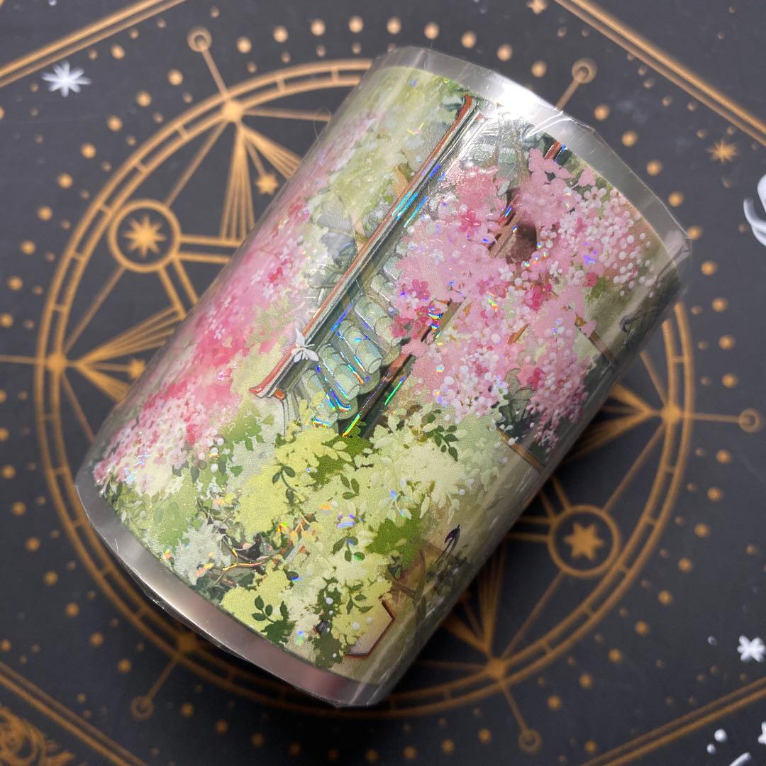 【9425】海外　3/5/巻　貝殻光マスキングテープ　家屋　庭園　背景装飾系