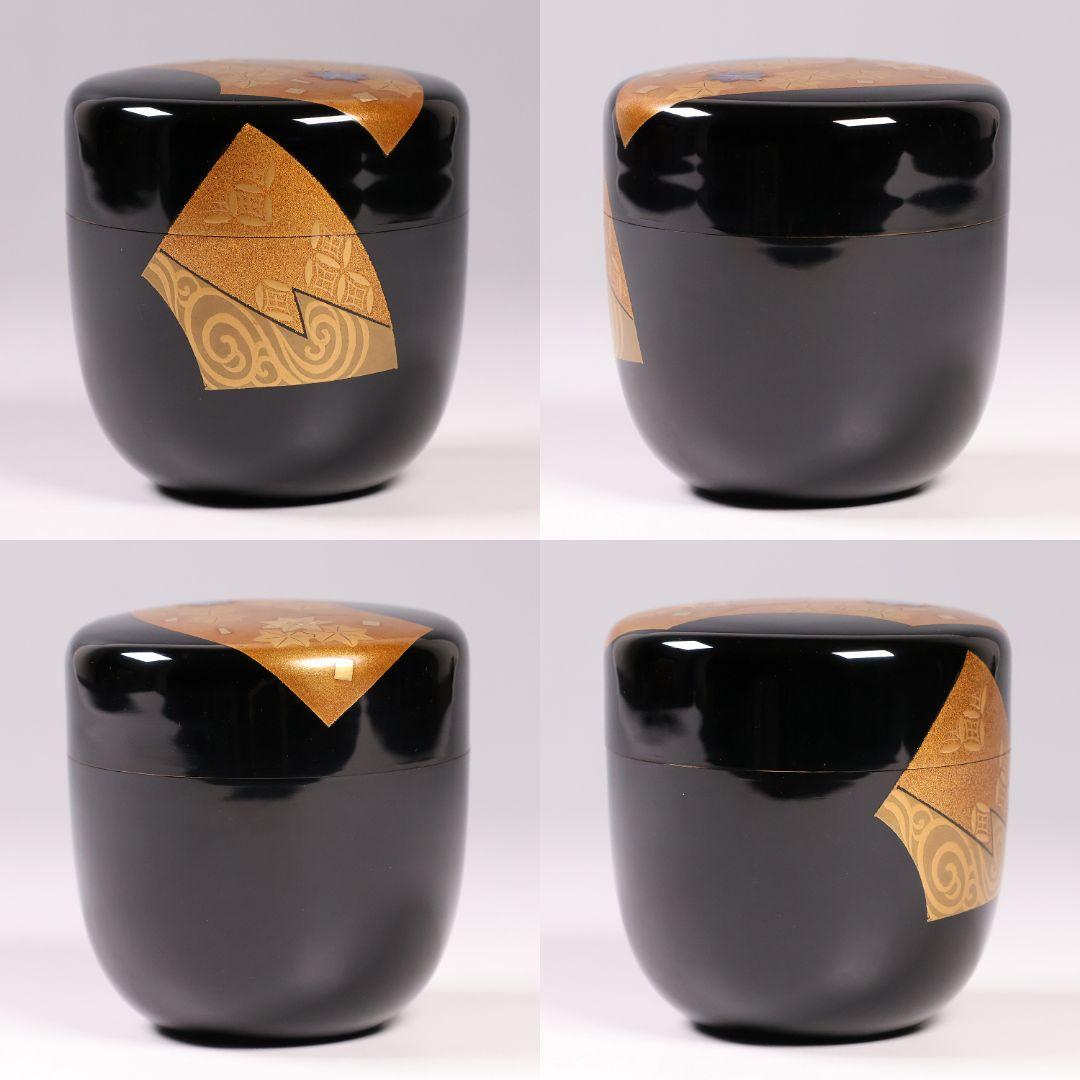 MA741 茶道具 輪島塗 一后一兆 立田川 大棗 金蒔絵 螺鈿 扇面 紅葉