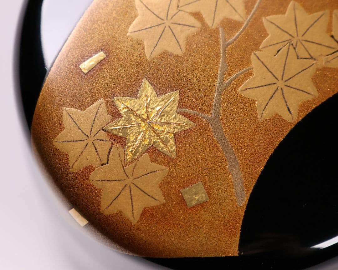 MA741 茶道具 輪島塗 一后一兆 立田川 大棗 金蒔絵 螺鈿 扇面 紅葉