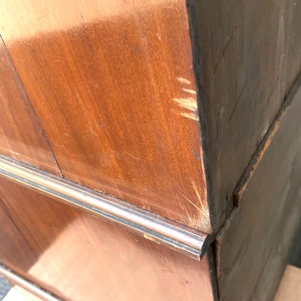 アンティーク　ミラー付きキャビネット　タンス　ワードローブ　大型　本棚