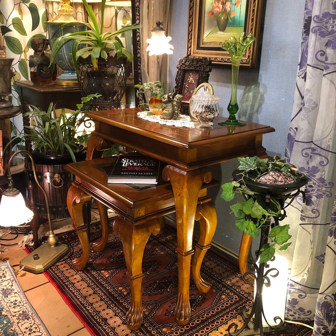 チルヴィンテージ US アンティーク　ネストテーブル　バラ売り可　猫脚