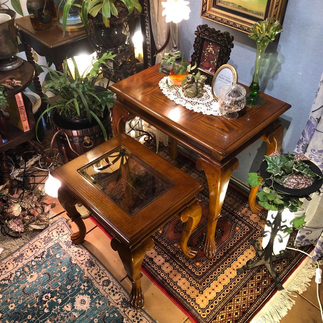 チルヴィンテージ US アンティーク　ネストテーブル　バラ売り可　猫脚