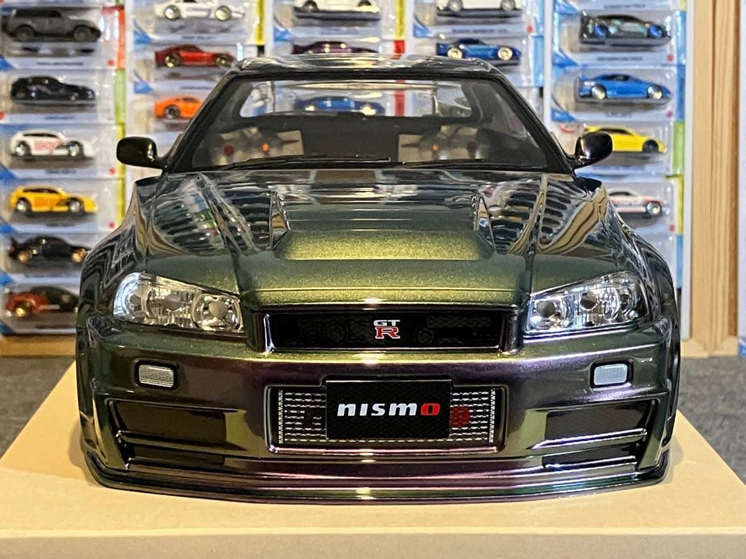 タミヤラジコンRC 日産スカイラインGT-R R34 塗装済スペアボディ偏光緑紫