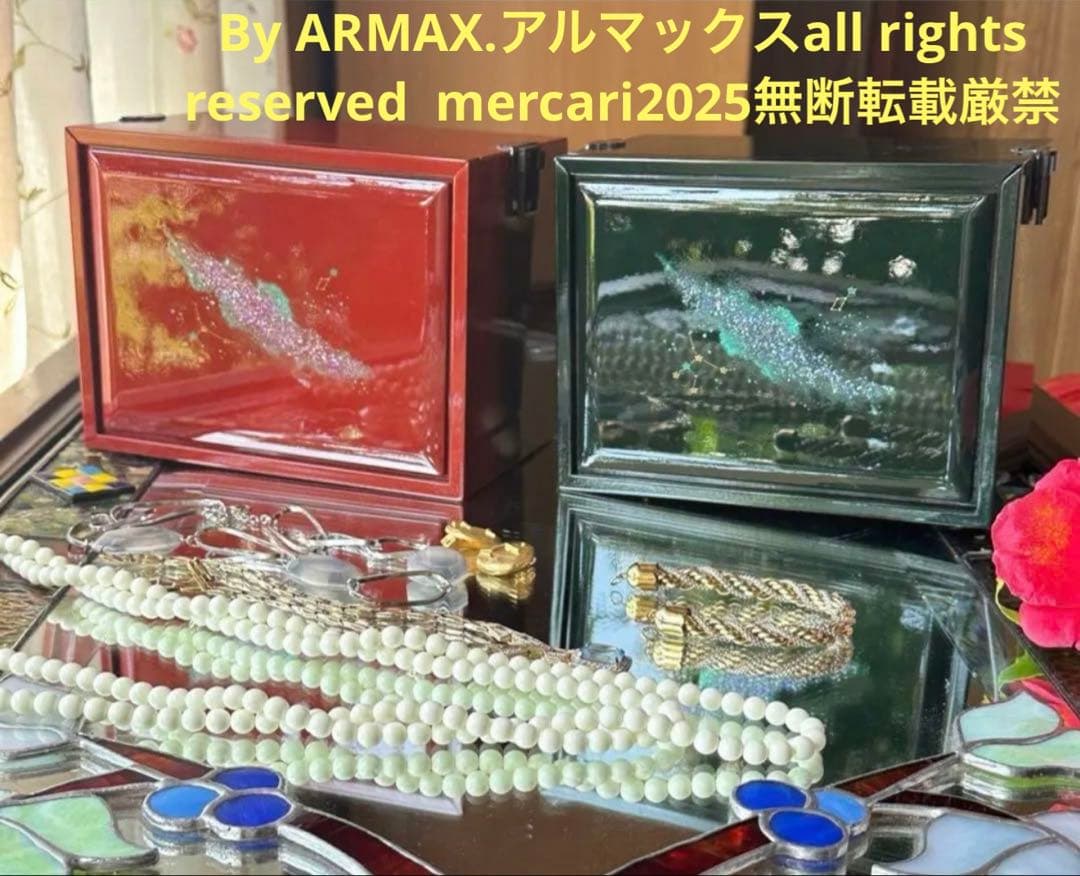 2172様感謝‼️JAPAN輪島螺鈿蒔絵「銀河-翠と紅」器局形宝石箱2点箱入